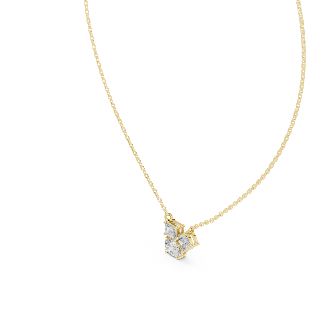 Trilogy Diamond Pendant Necklace, Three Stone Minimal Jewelry for Anniversary Gift