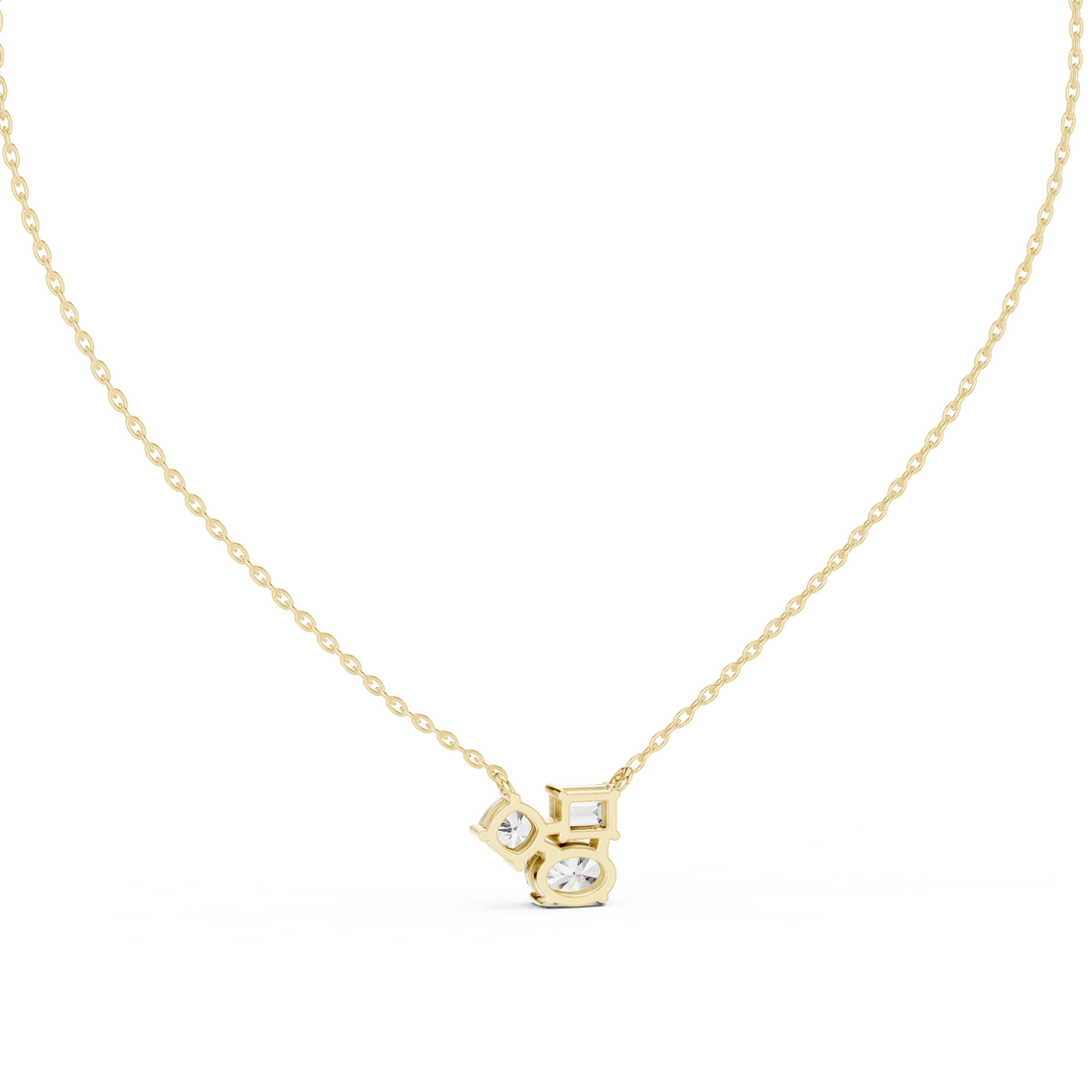Trilogy Diamond Pendant Necklace, Three Stone Minimal Jewelry for Anniversary Gift