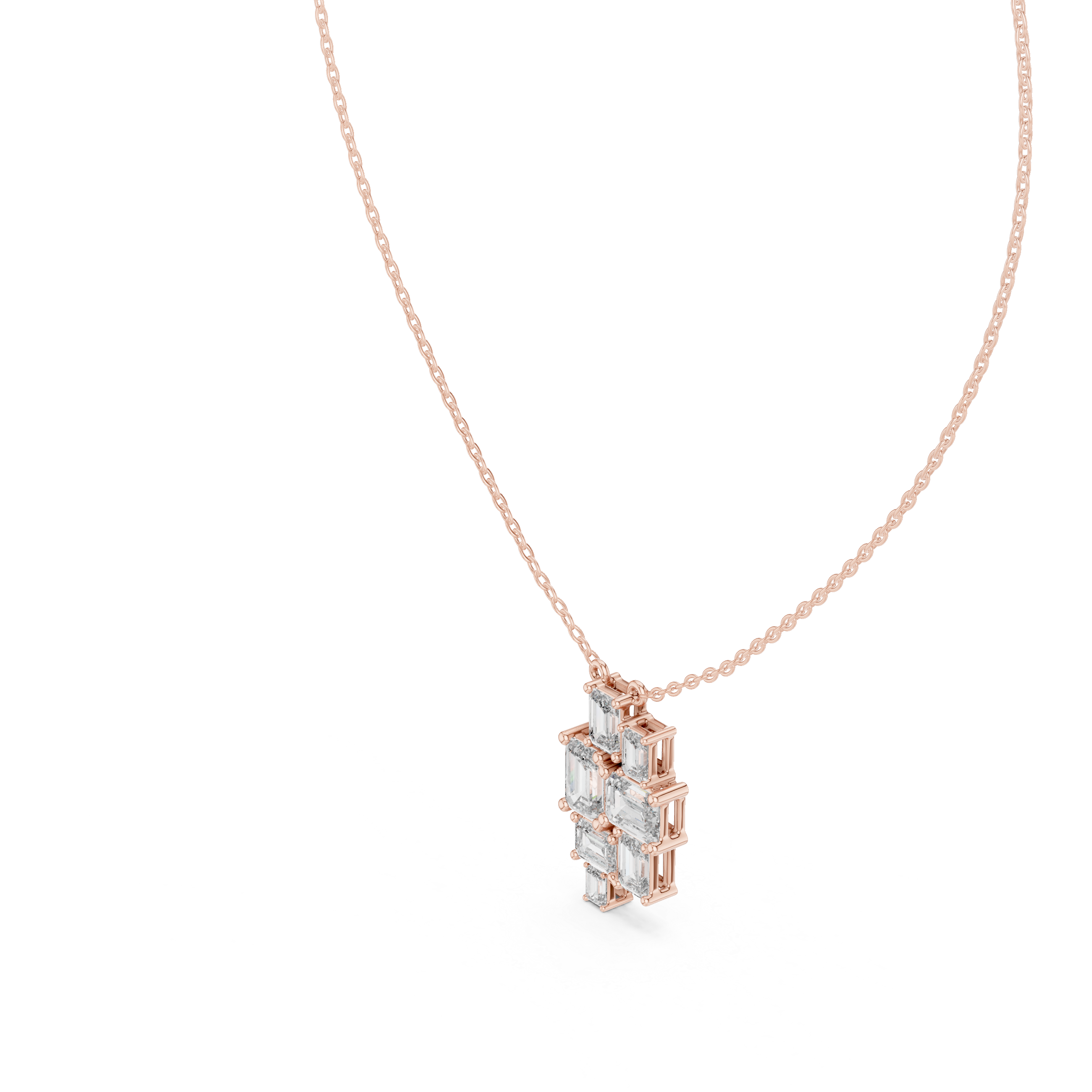 Multiple Emerald Diamond Pendant , Stylish Rose Gold Jewelry Gift for Women's