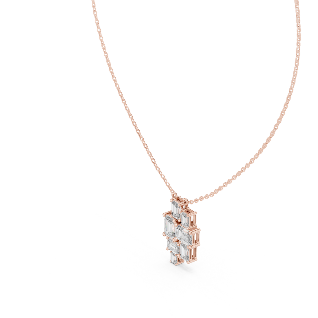 Multiple Emerald Diamond Pendant , Stylish Rose Gold Jewelry Gift for Women's