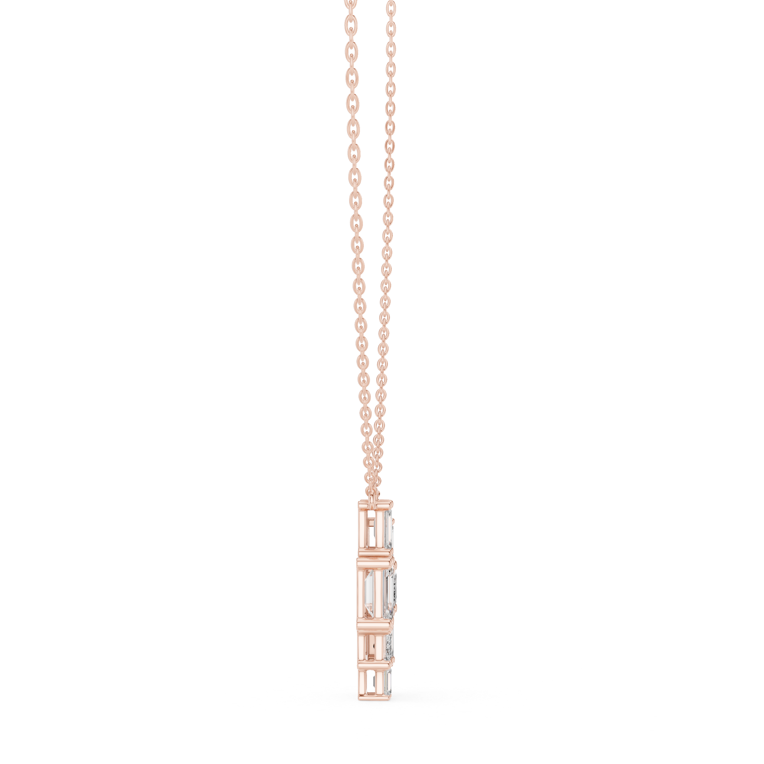 Multiple Emerald Diamond Pendant , Stylish Rose Gold Jewelry Gift for Women's