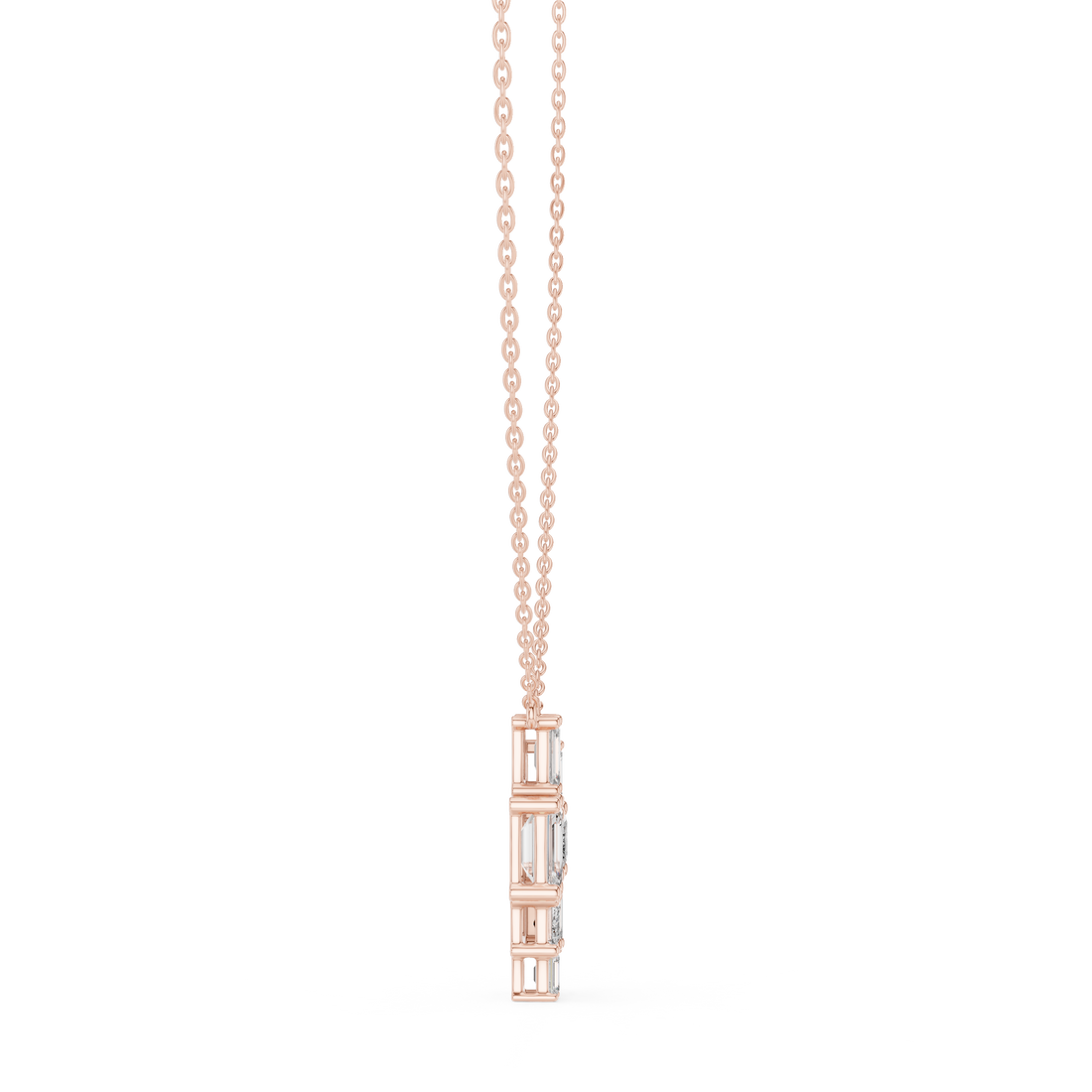 Multiple Emerald Diamond Pendant , Stylish Rose Gold Jewelry Gift for Women's