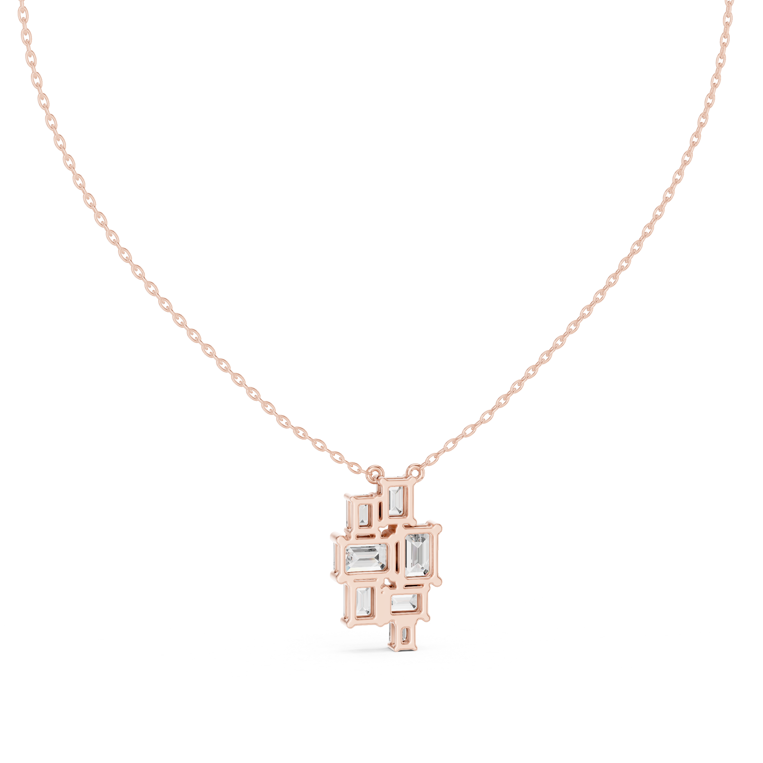 Multiple Emerald Diamond Pendant , Stylish Rose Gold Jewelry Gift for Women's