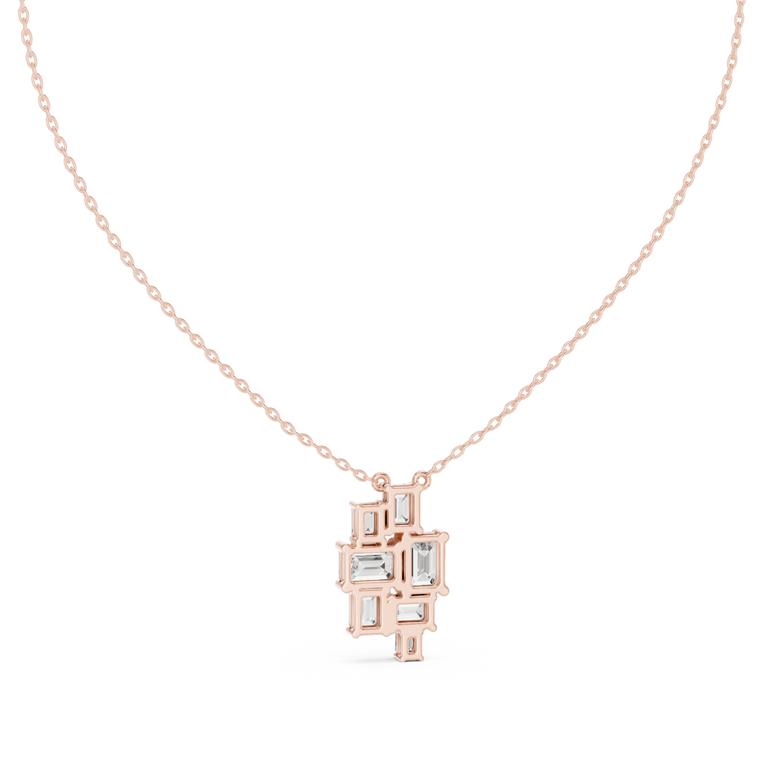 Multiple Emerald Diamond Pendant , Stylish Rose Gold Jewelry Gift for Women's