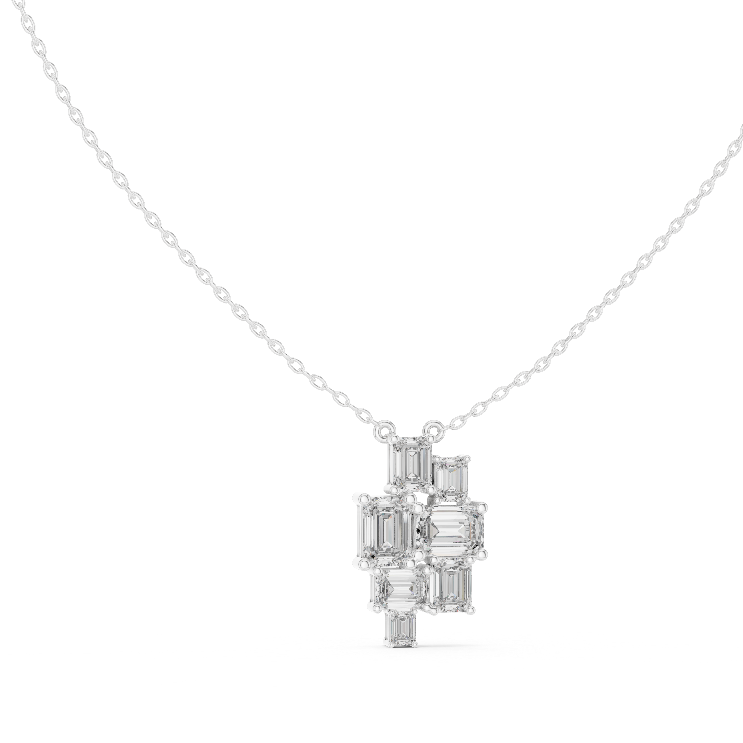 Multiple Emerald Diamond Pendant , Stylish Rose Gold Jewelry Gift for Women's