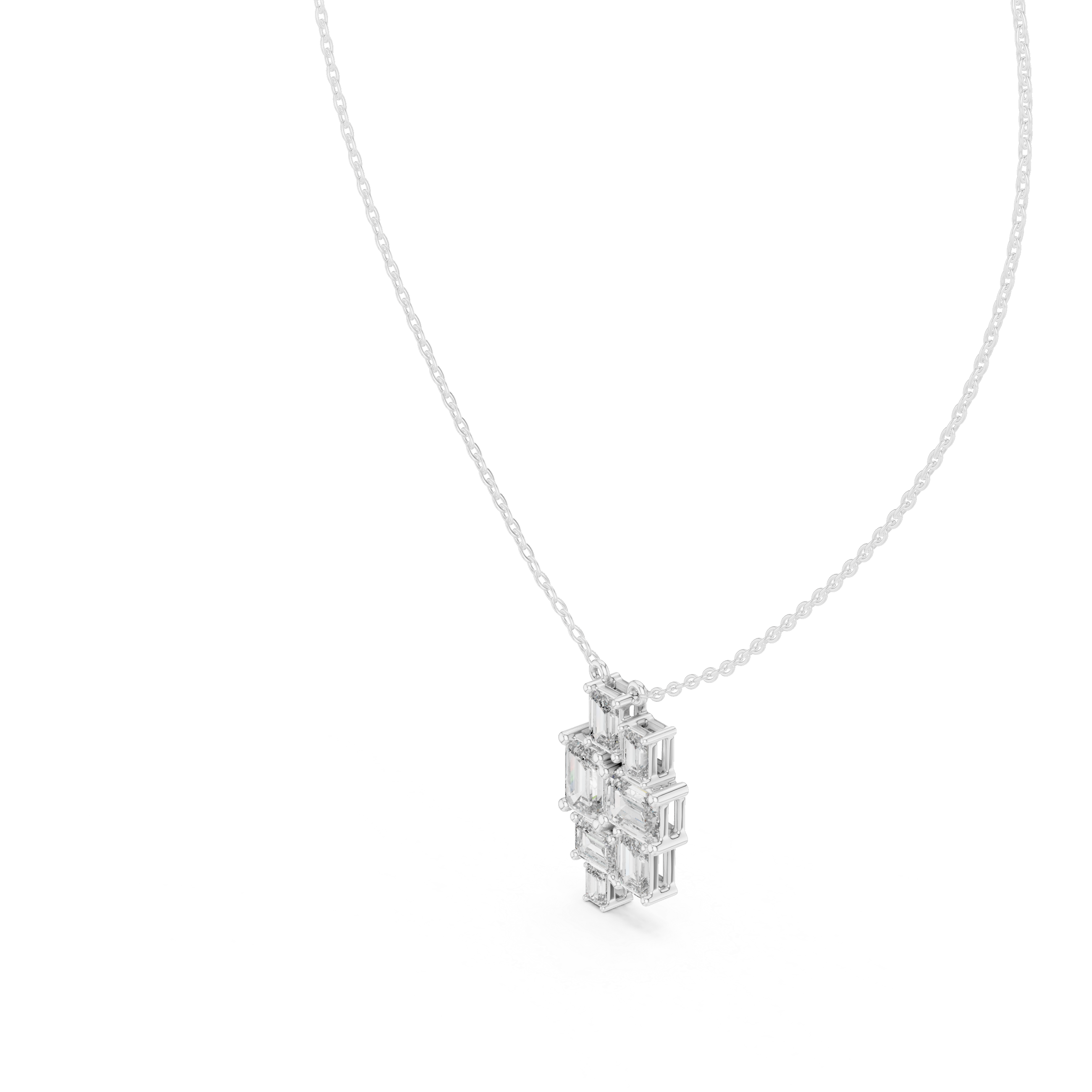 Multiple Emerald Diamond Pendant , Stylish Rose Gold Jewelry Gift for Women's