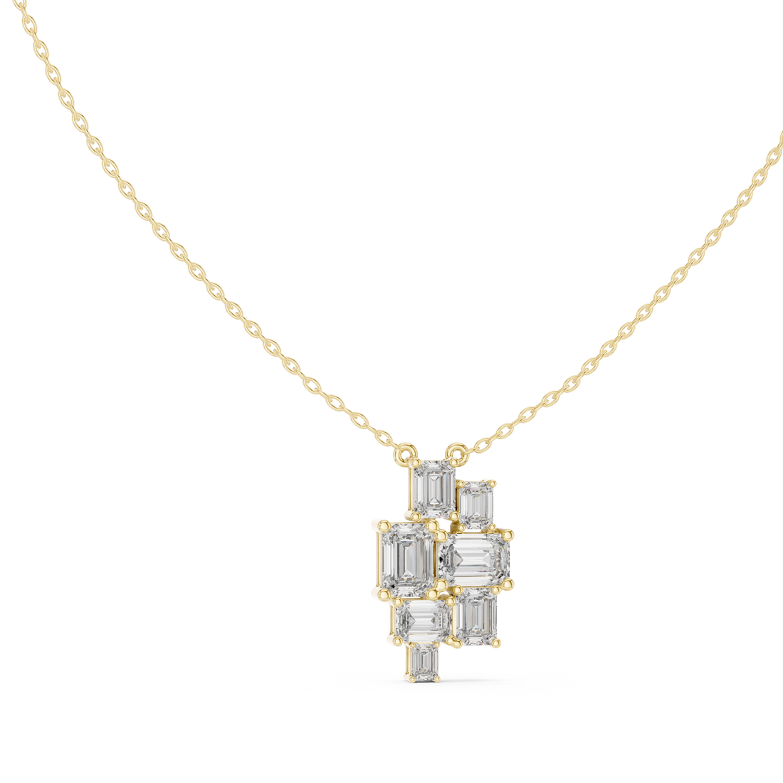 Multiple Emerald Diamond Pendant , Stylish Rose Gold Jewelry Gift for Women's