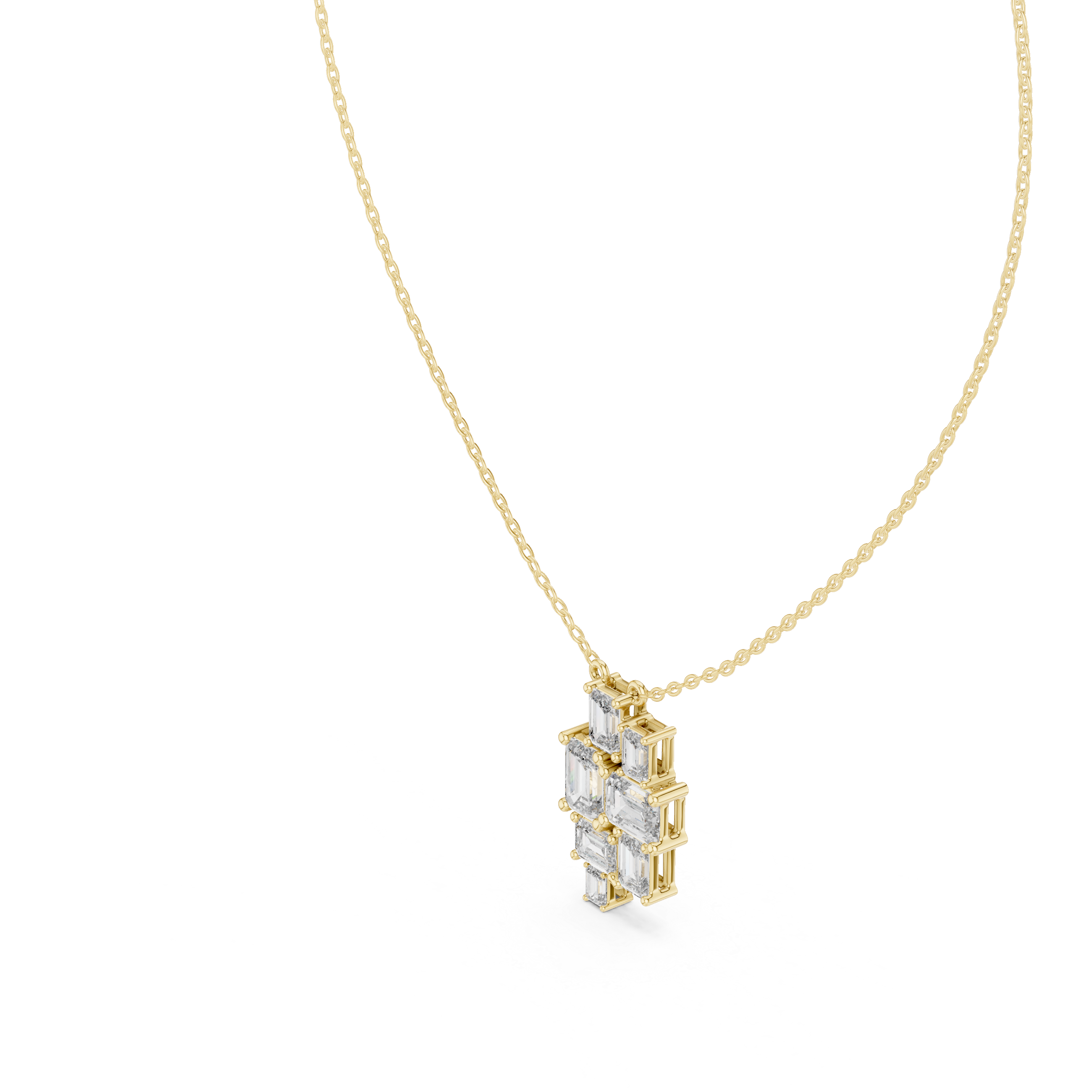 Multiple Emerald Diamond Pendant , Stylish Rose Gold Jewelry Gift for Women's
