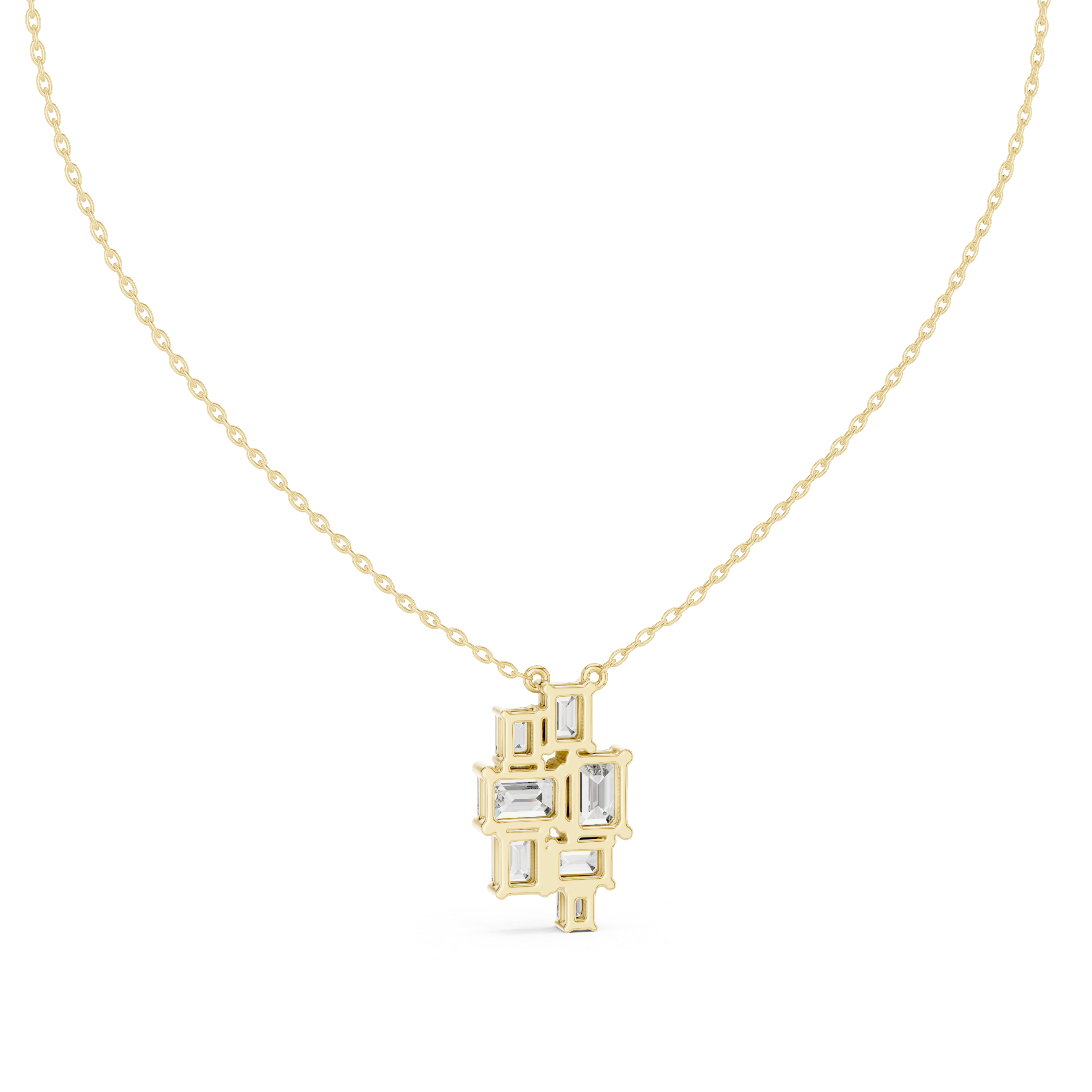 Multiple Emerald Diamond Pendant , Stylish Rose Gold Jewelry Gift for Women's