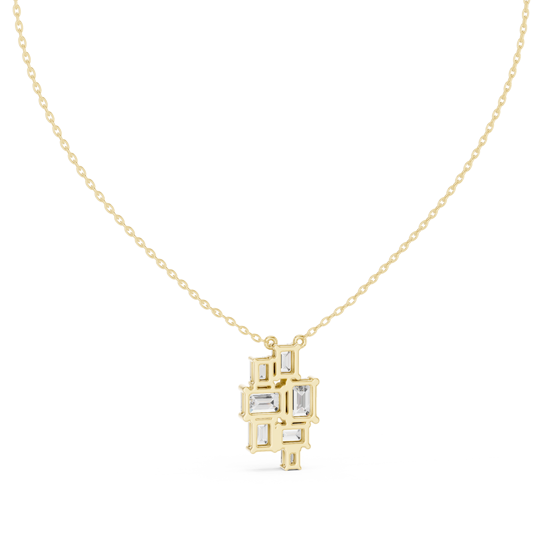 Multiple Emerald Diamond Pendant , Stylish Rose Gold Jewelry Gift for Women's