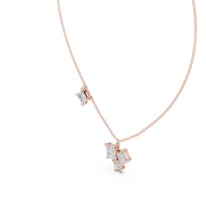 Luxury Three Stone Diamond Necklace, Minimal Gold Trilogy Pendant for Women