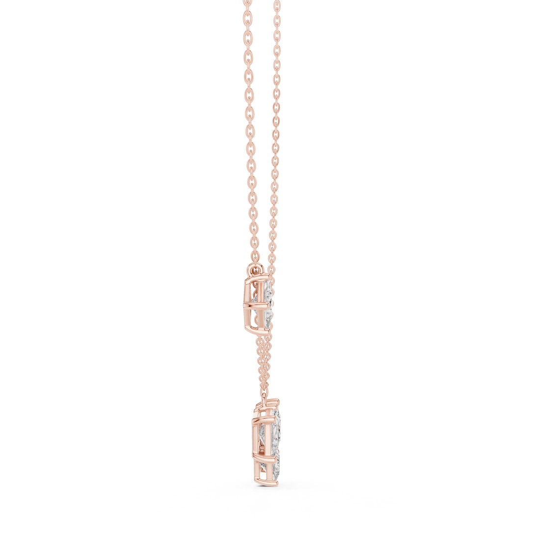 Luxury Three Stone Diamond Necklace, Minimal Gold Trilogy Pendant for Women