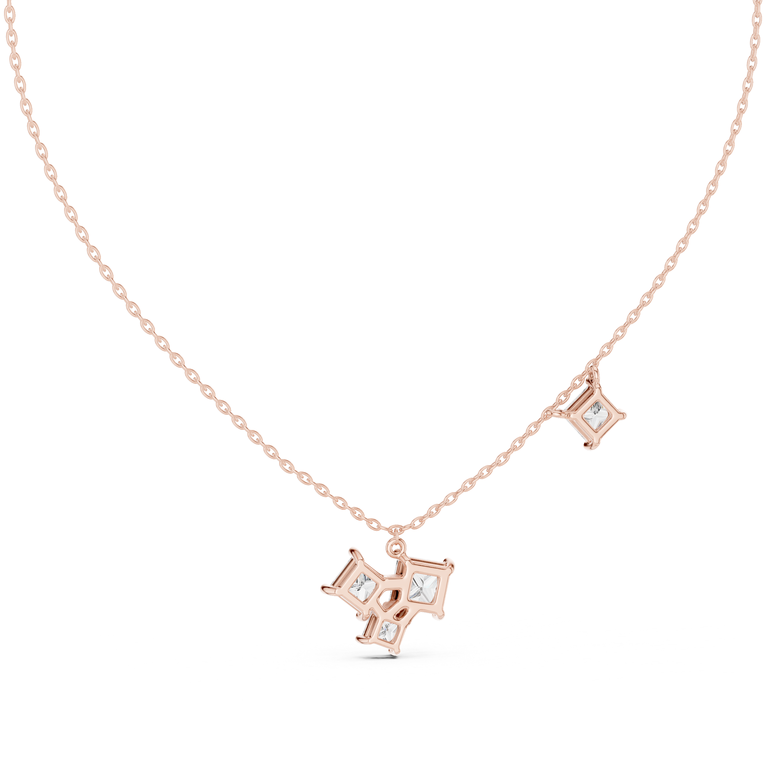 Luxury Three Stone Diamond Necklace, Minimal Gold Trilogy Pendant for Women