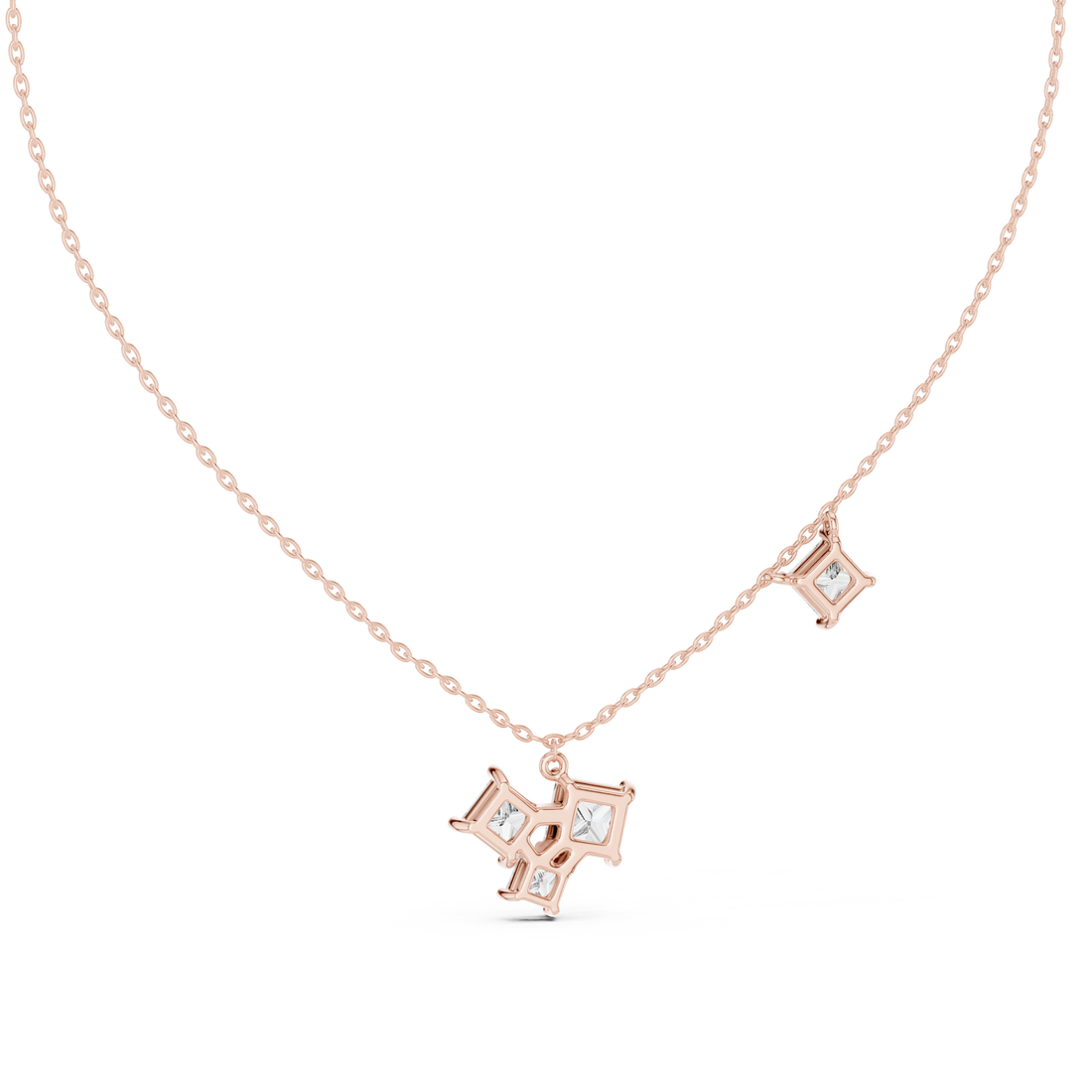 Luxury Three Stone Diamond Necklace, Minimal Gold Trilogy Pendant for Women