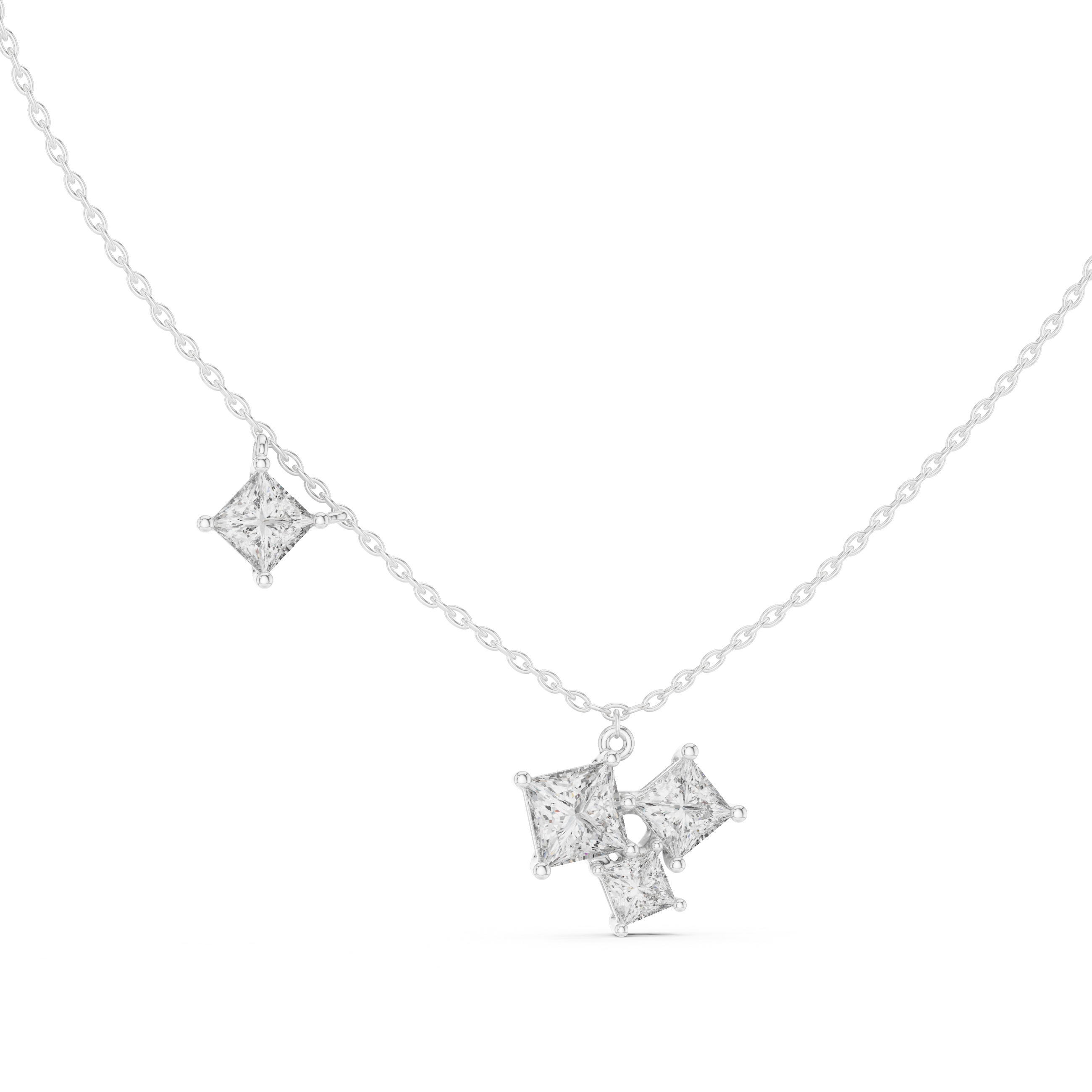 Luxury Three Stone Diamond Necklace, Minimal Gold Trilogy Pendant for Women