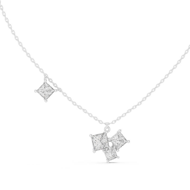 Luxury Three Stone Diamond Necklace, Minimal Gold Trilogy Pendant for Women