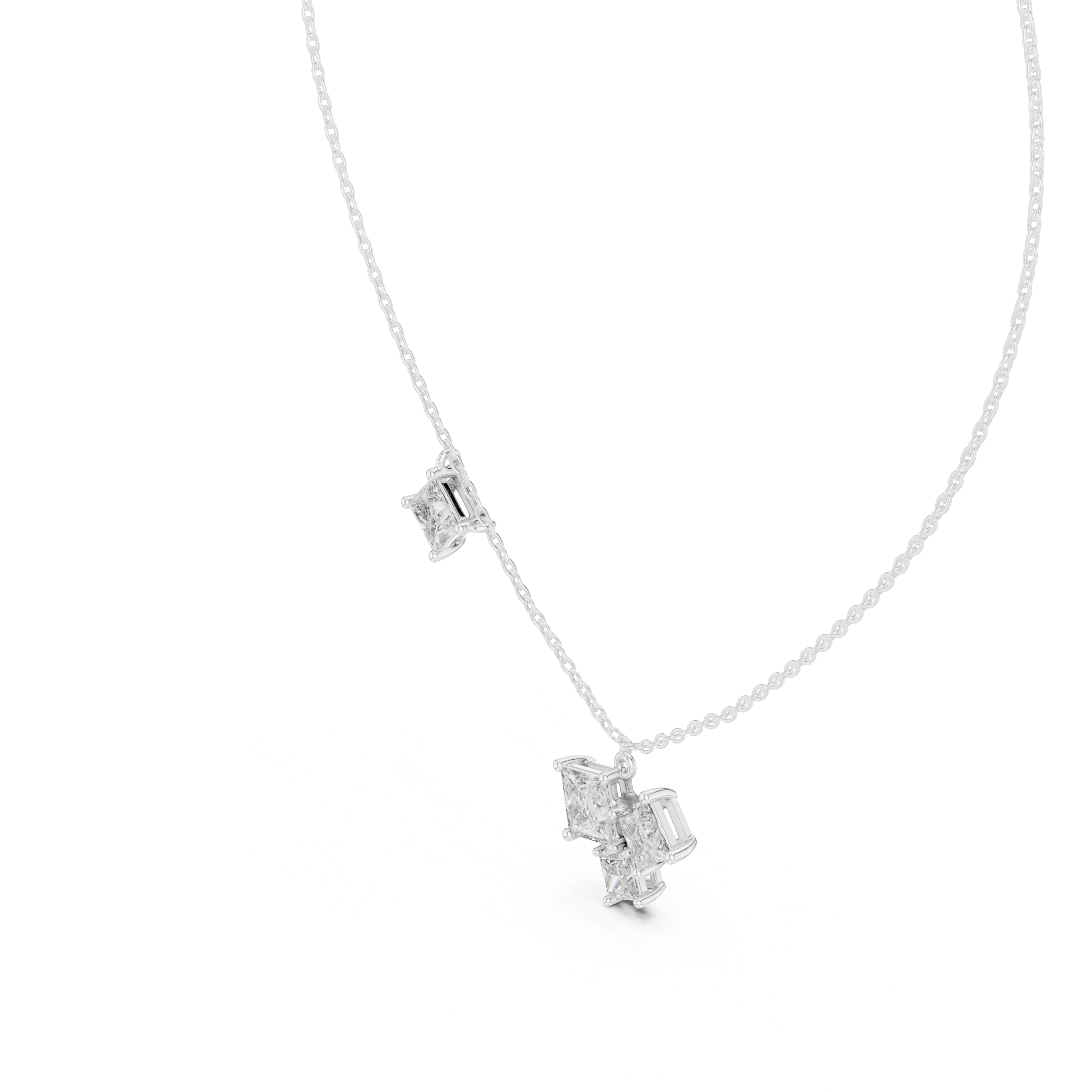 Luxury Three Stone Diamond Necklace, Minimal Gold Trilogy Pendant for Women
