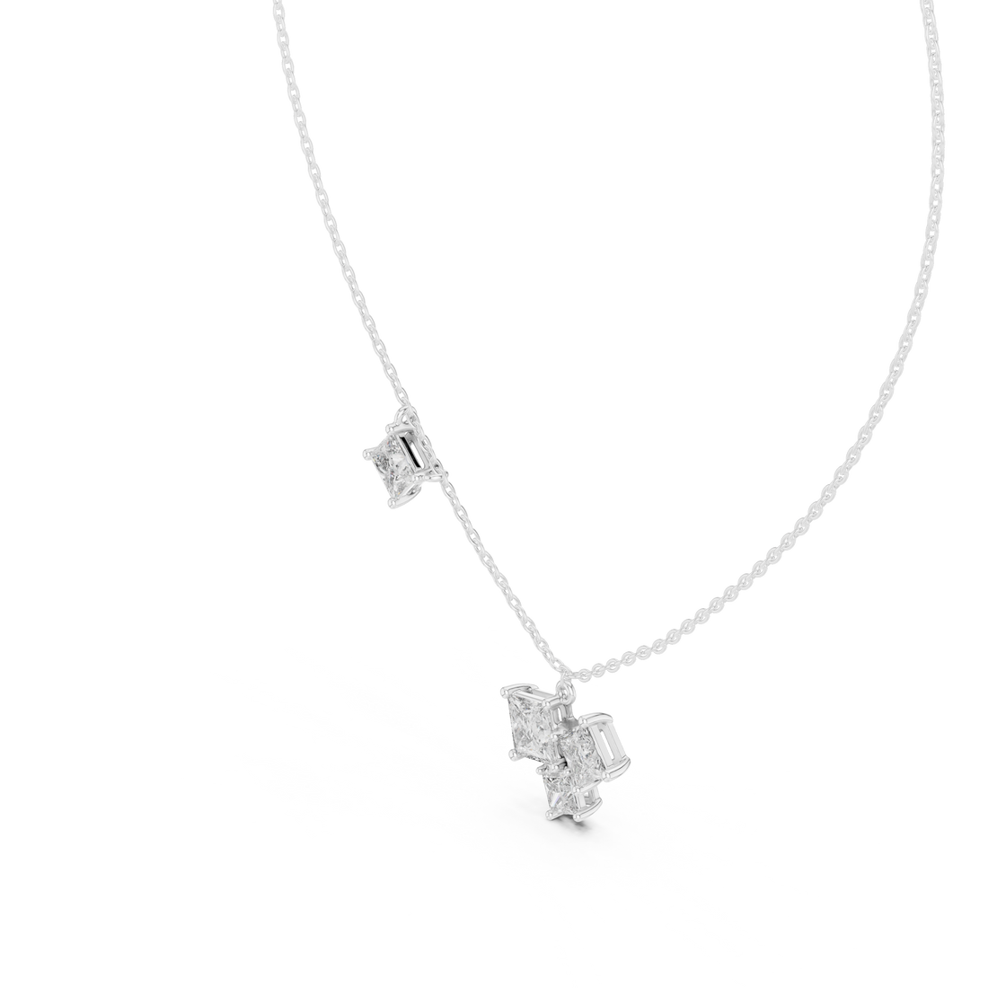 Luxury Three Stone Diamond Necklace, Minimal Gold Trilogy Pendant for Women
