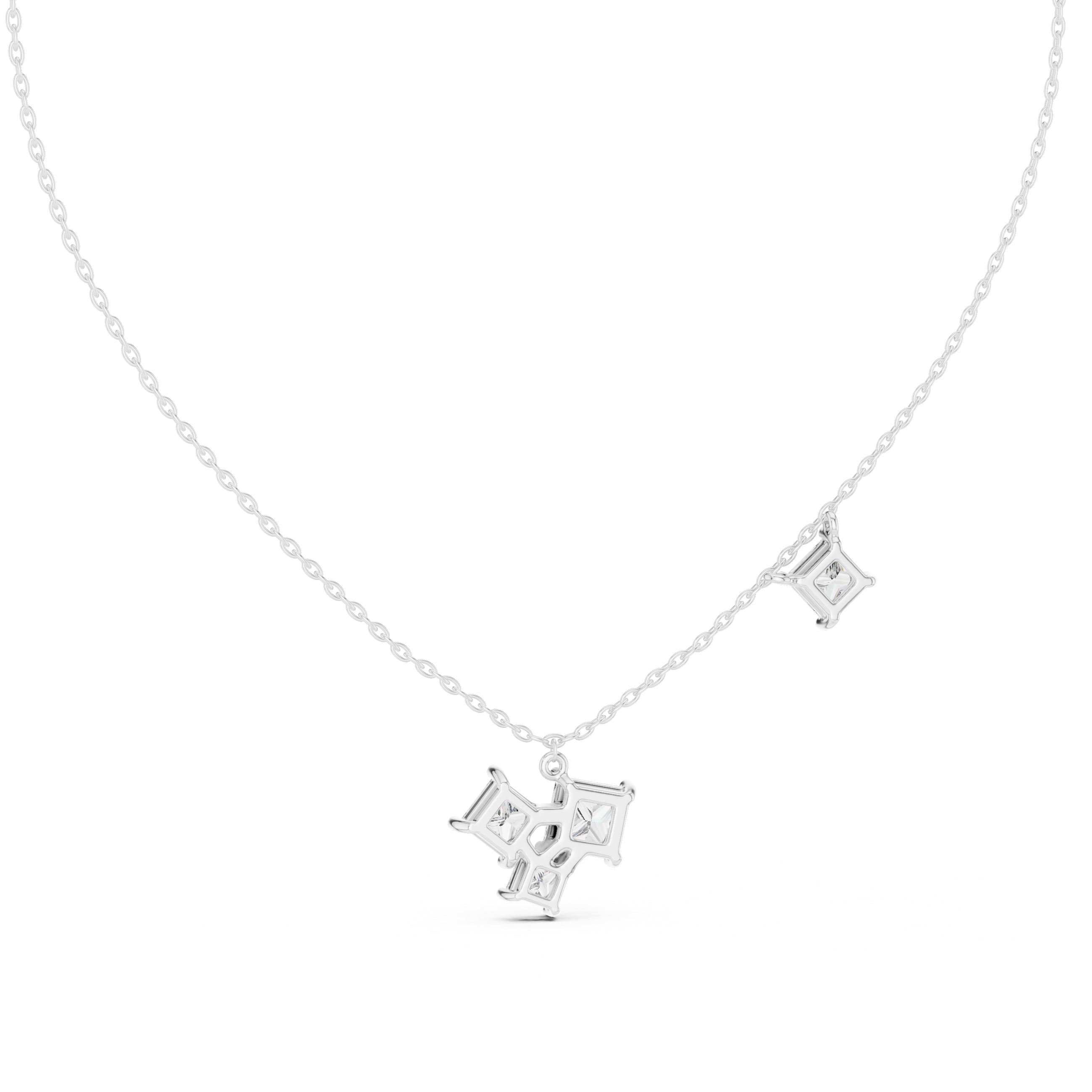 Luxury Three Stone Diamond Necklace, Minimal Gold Trilogy Pendant for Women