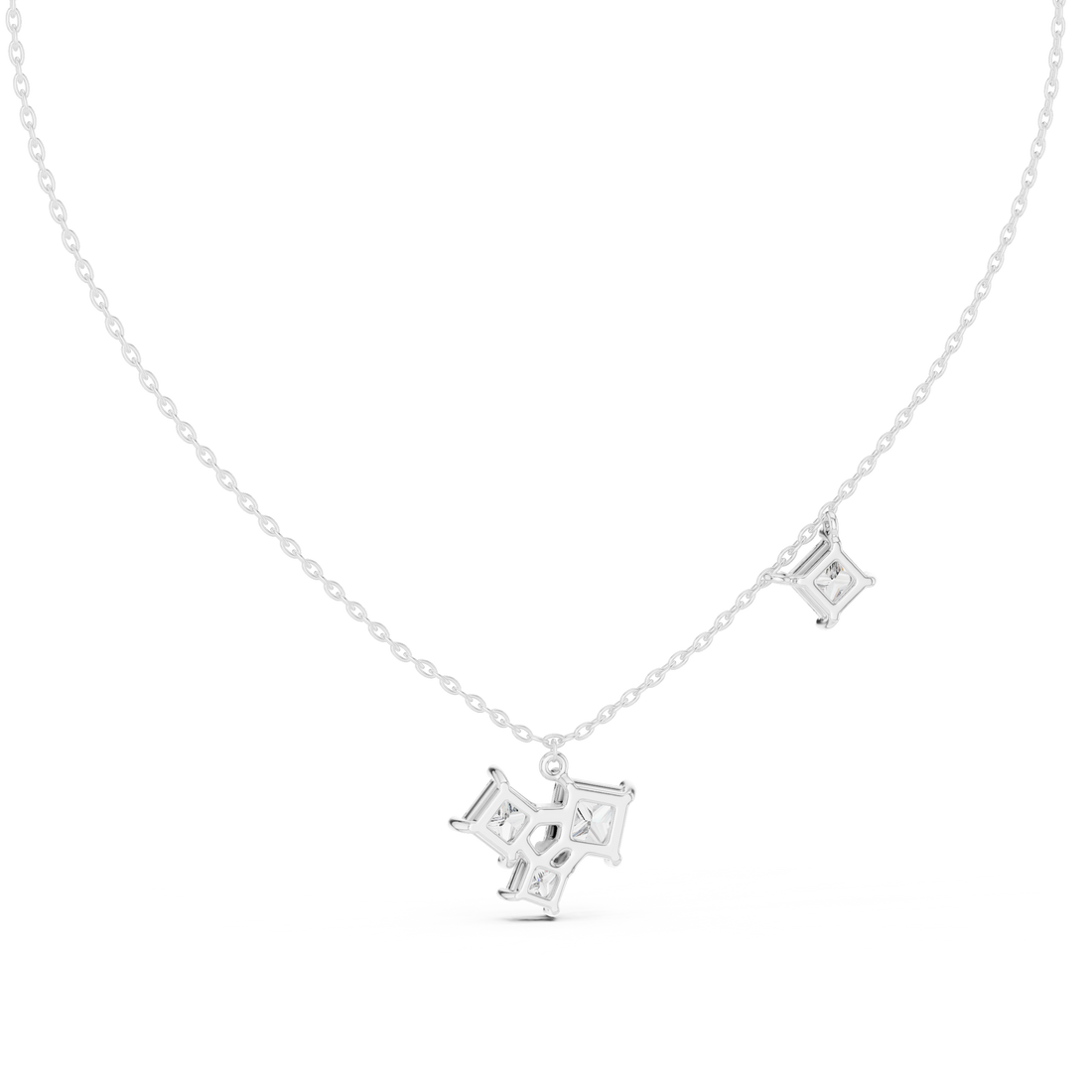 Luxury Three Stone Diamond Necklace, Minimal Gold Trilogy Pendant for Women