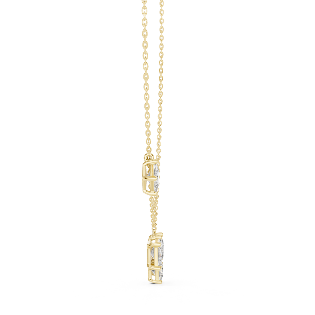 Luxury Three Stone Diamond Necklace, Minimal Gold Trilogy Pendant for Women