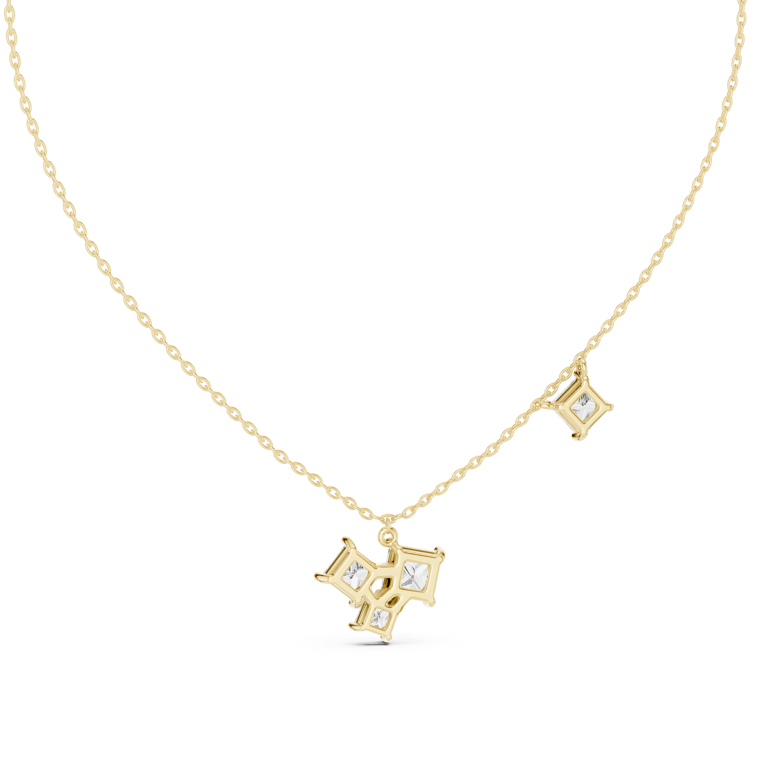 Luxury Three Stone Diamond Necklace, Minimal Gold Trilogy Pendant for Women