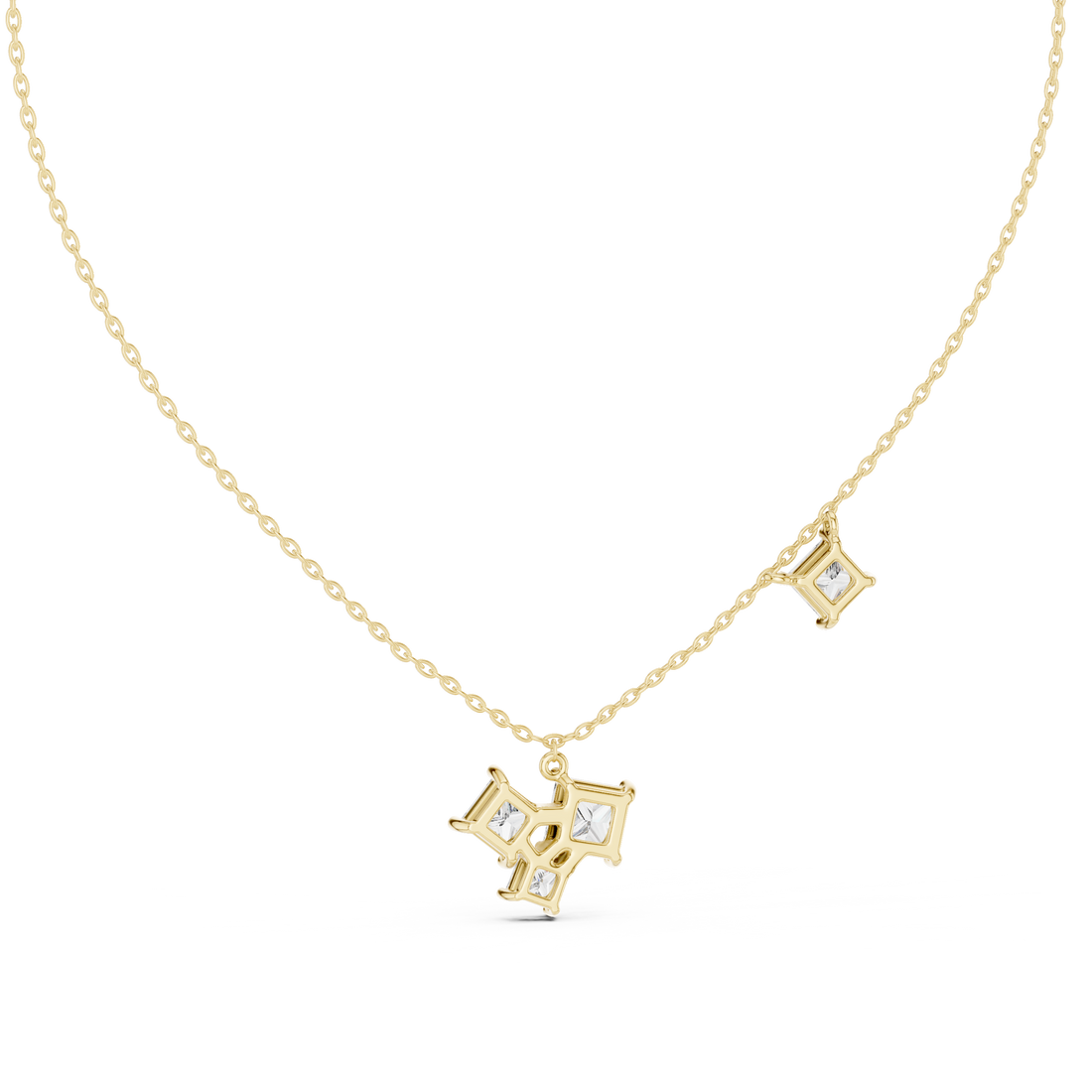 Luxury Three Stone Diamond Necklace, Minimal Gold Trilogy Pendant for Women