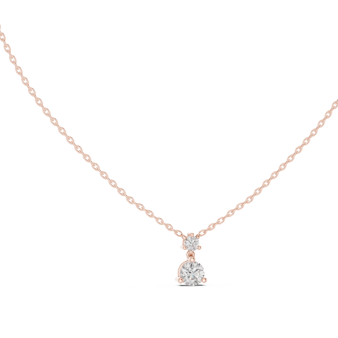 Rose Gold Round Cut Diamond Necklace, Dainty Pendant for Everyday Wear & Anniversary Gift