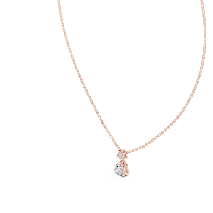 Rose Gold Round Cut Diamond Necklace, Dainty Pendant for Everyday Wear & Anniversary Gift
