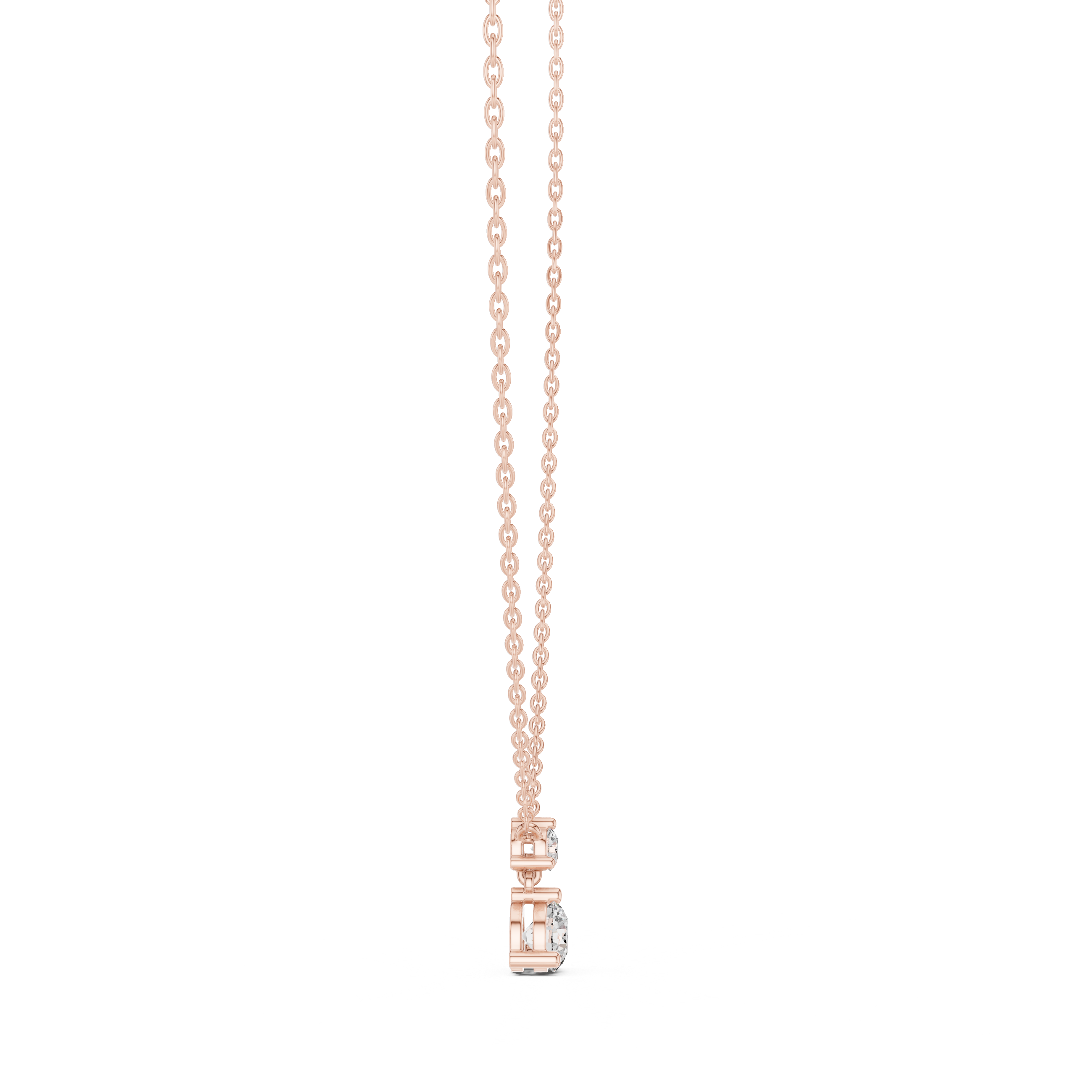 Rose Gold Round Cut Diamond Necklace, Dainty Pendant for Everyday Wear & Anniversary Gift