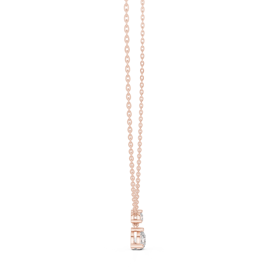 Rose Gold Round Cut Diamond Necklace, Dainty Pendant for Everyday Wear & Anniversary Gift