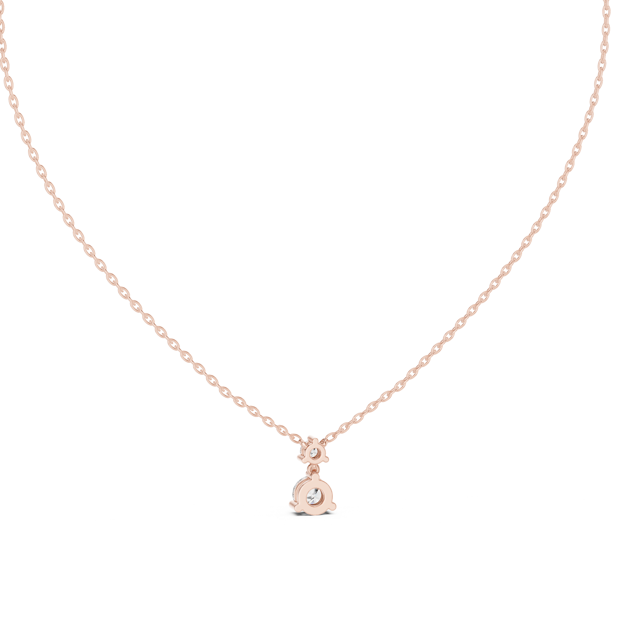 Rose Gold Round Cut Diamond Necklace, Dainty Pendant for Everyday Wear & Anniversary Gift
