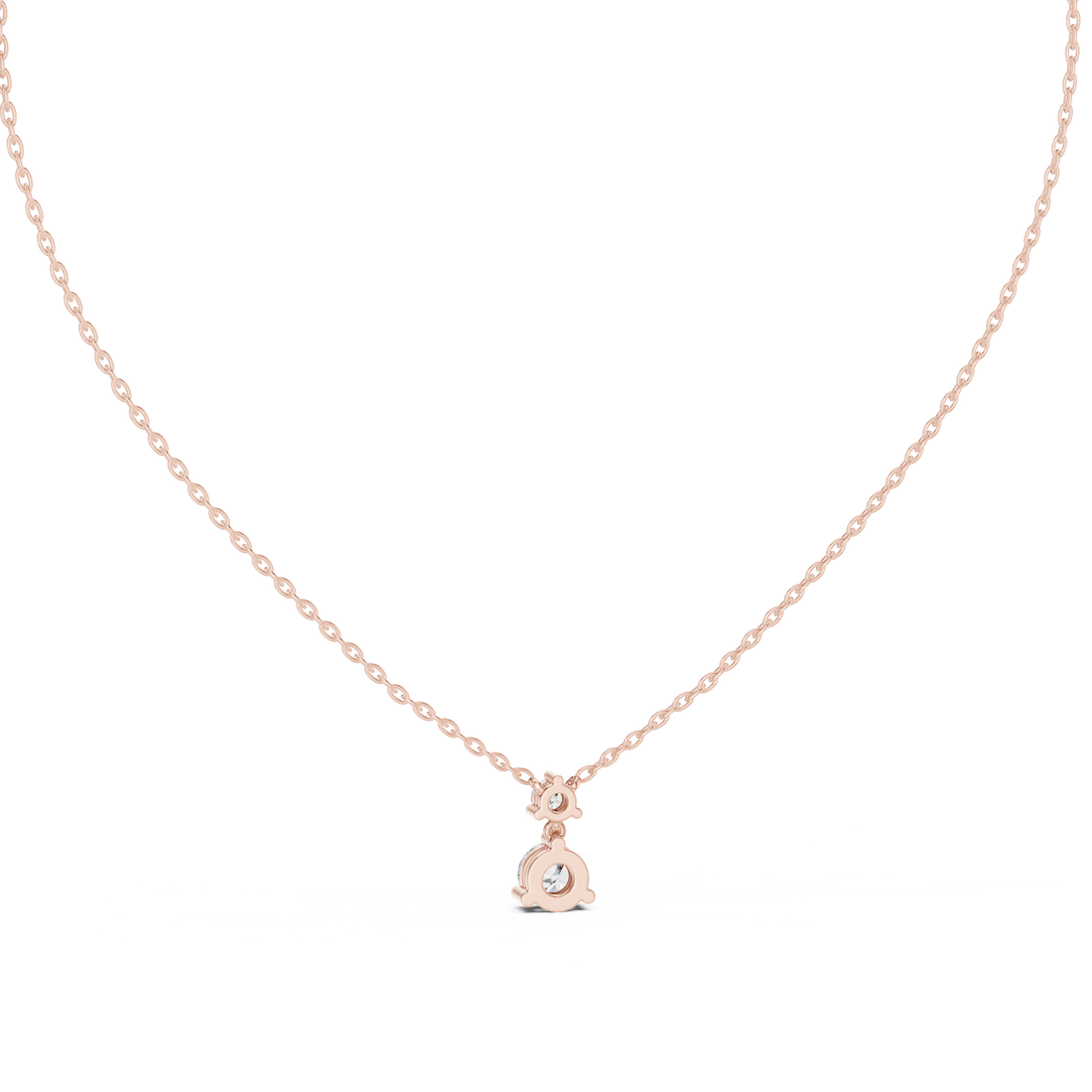 Rose Gold Round Cut Diamond Necklace, Dainty Pendant for Everyday Wear & Anniversary Gift