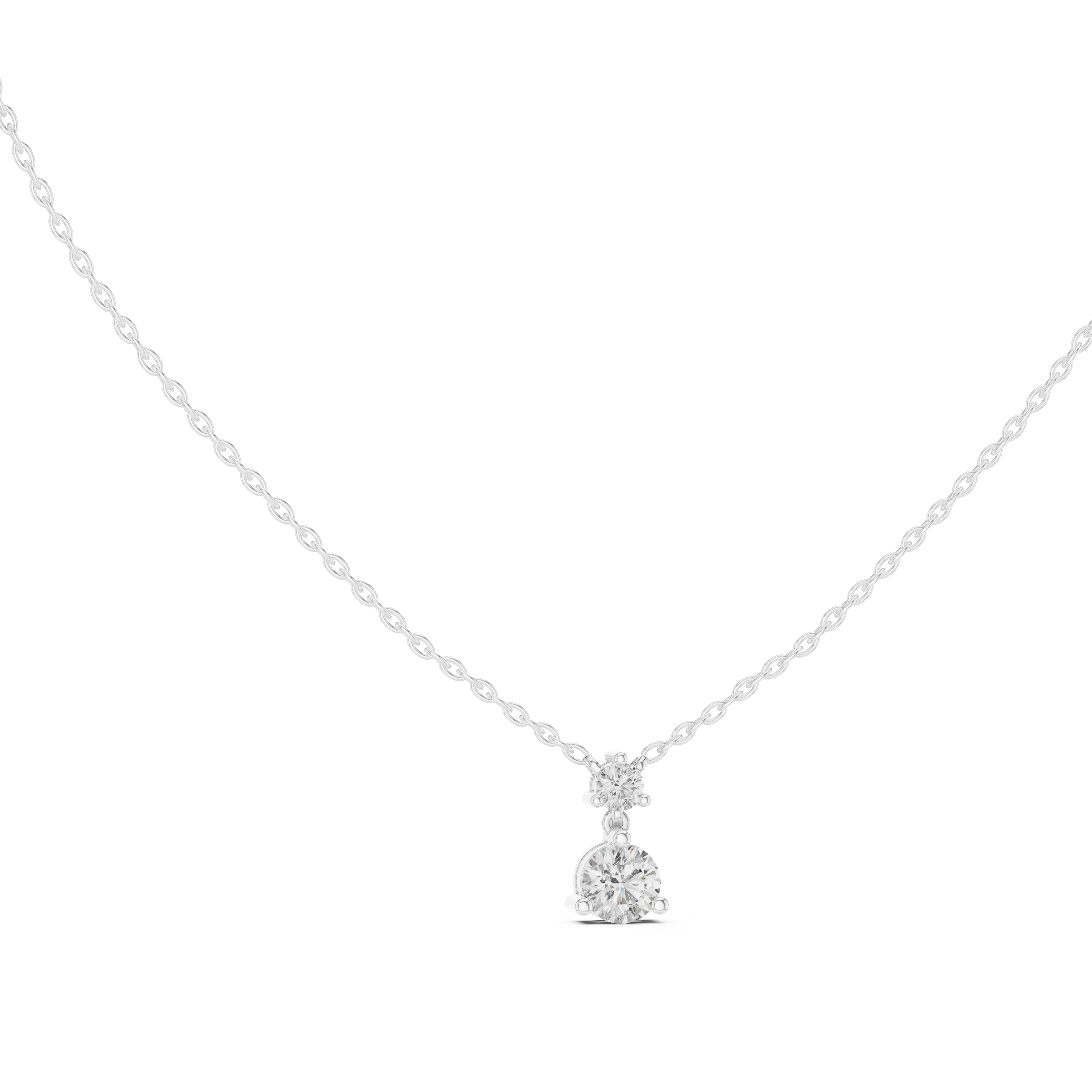 Rose Gold Round Cut Diamond Necklace, Dainty Pendant for Everyday Wear & Anniversary Gift