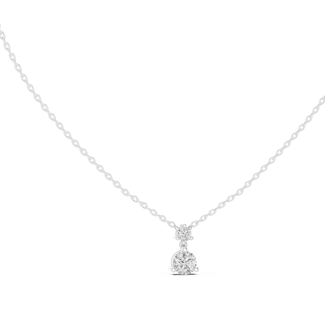 Rose Gold Round Cut Diamond Necklace, Dainty Pendant for Everyday Wear & Anniversary Gift