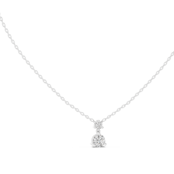 Rose Gold Round Cut Diamond Necklace, Dainty Pendant for Everyday Wear & Anniversary Gift