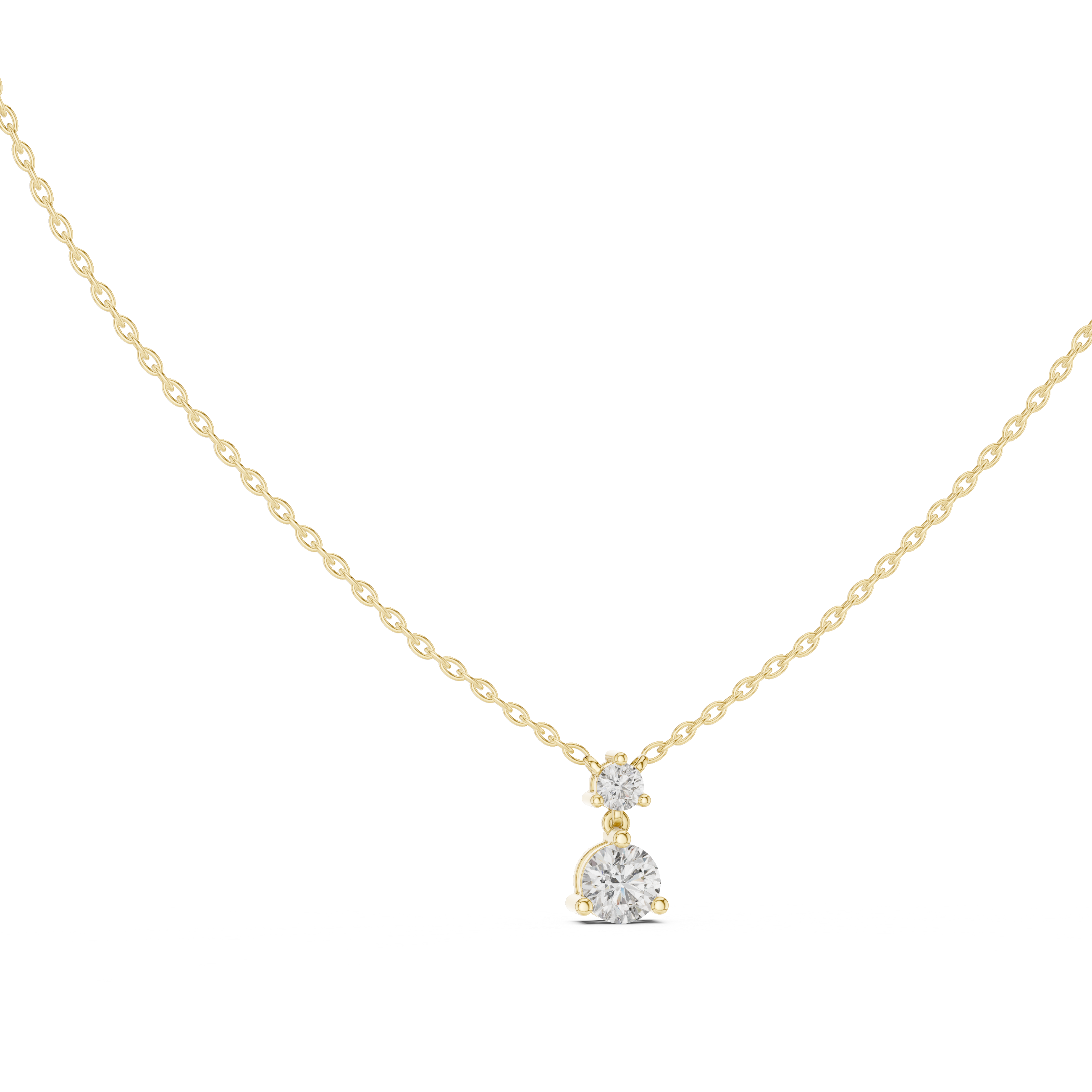 Rose Gold Round Cut Diamond Necklace, Dainty Pendant for Everyday Wear & Anniversary Gift