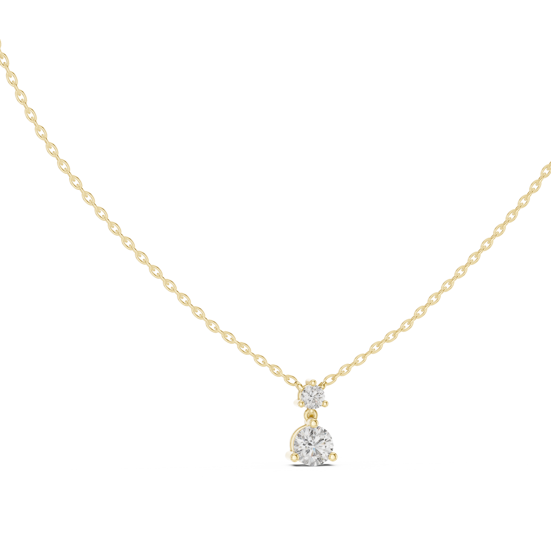 Rose Gold Round Cut Diamond Necklace, Dainty Pendant for Everyday Wear & Anniversary Gift