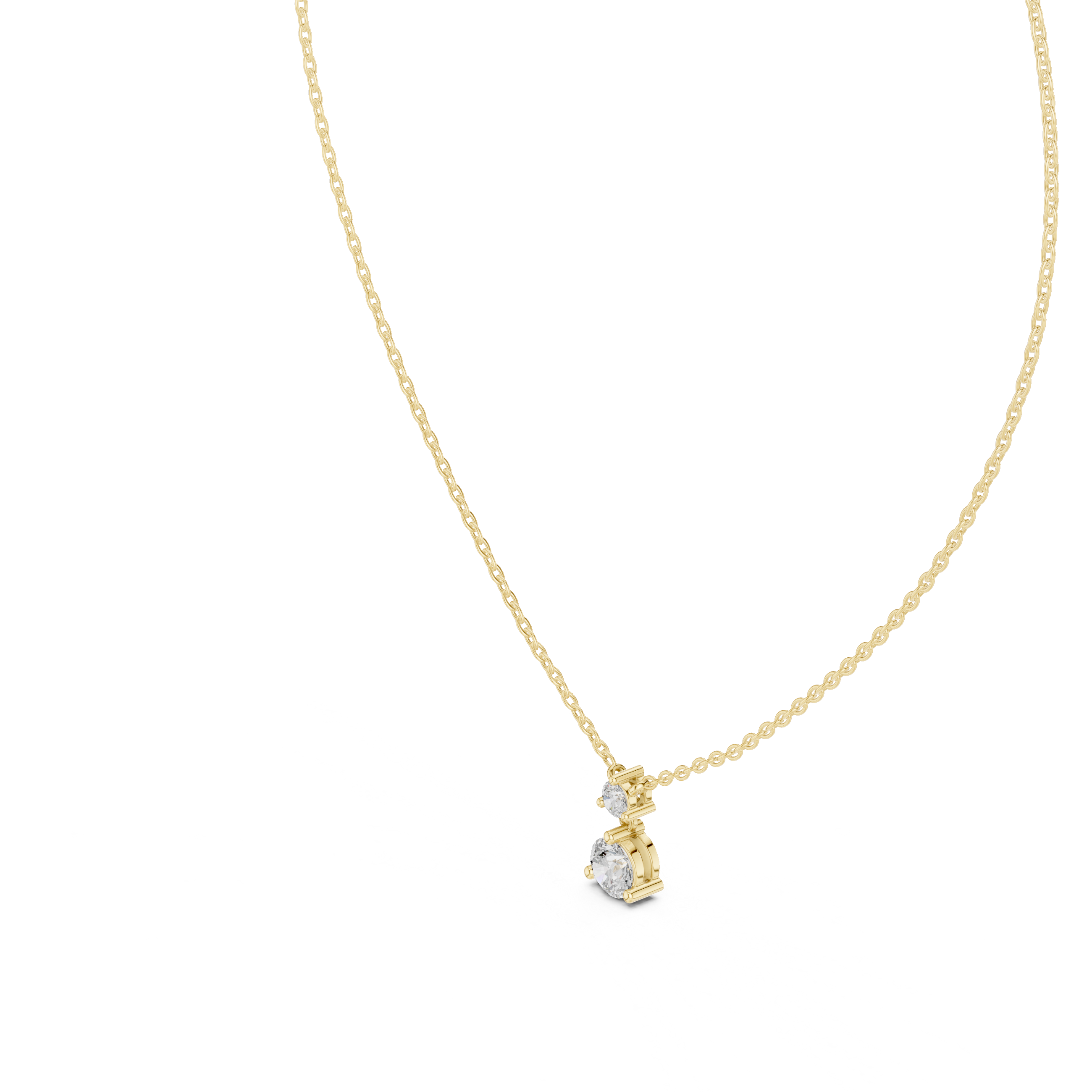 Rose Gold Round Cut Diamond Necklace, Dainty Pendant for Everyday Wear & Anniversary Gift