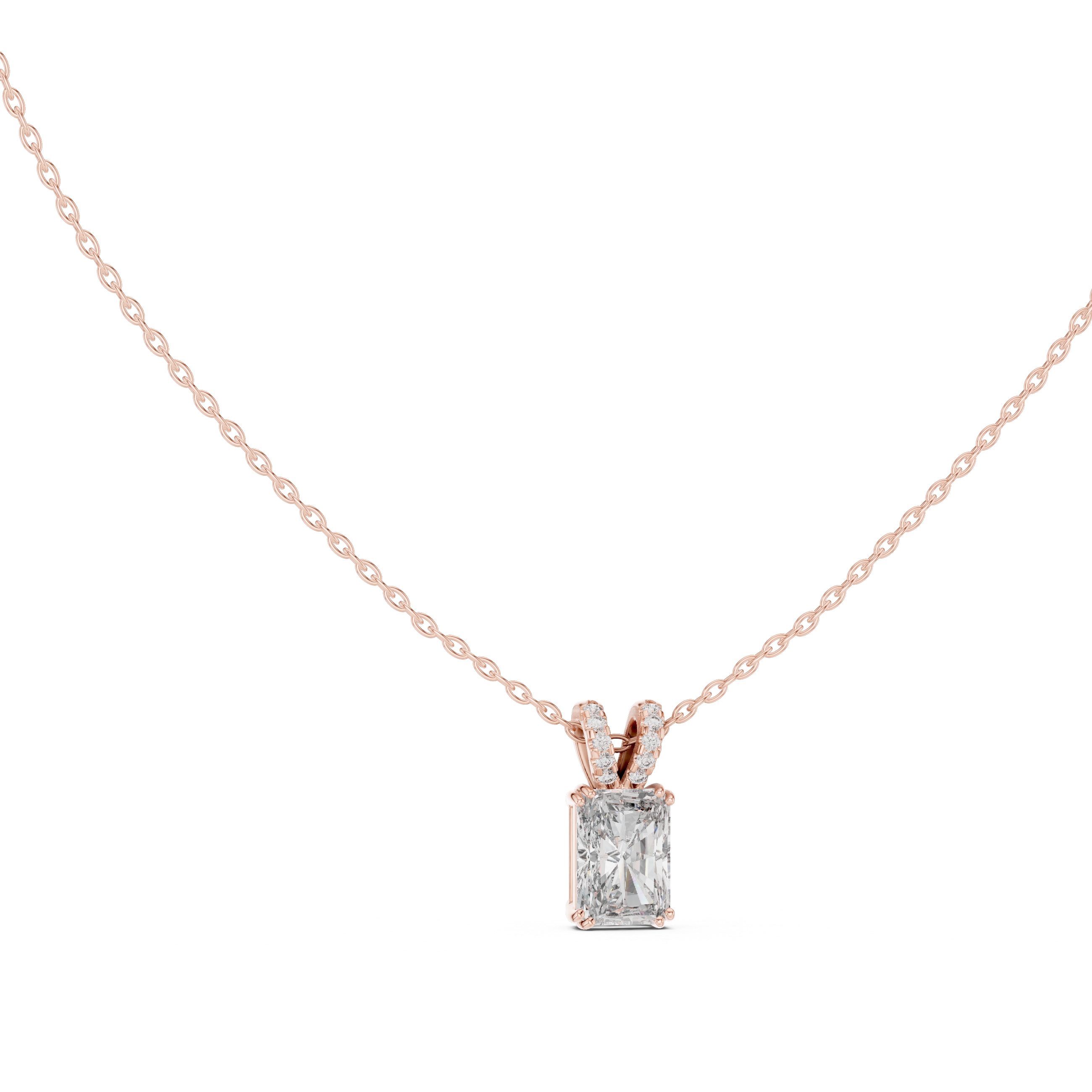 Radiant Diamond Pendant Necklace, Minimal White Gold Jewelry for Everyday Wear