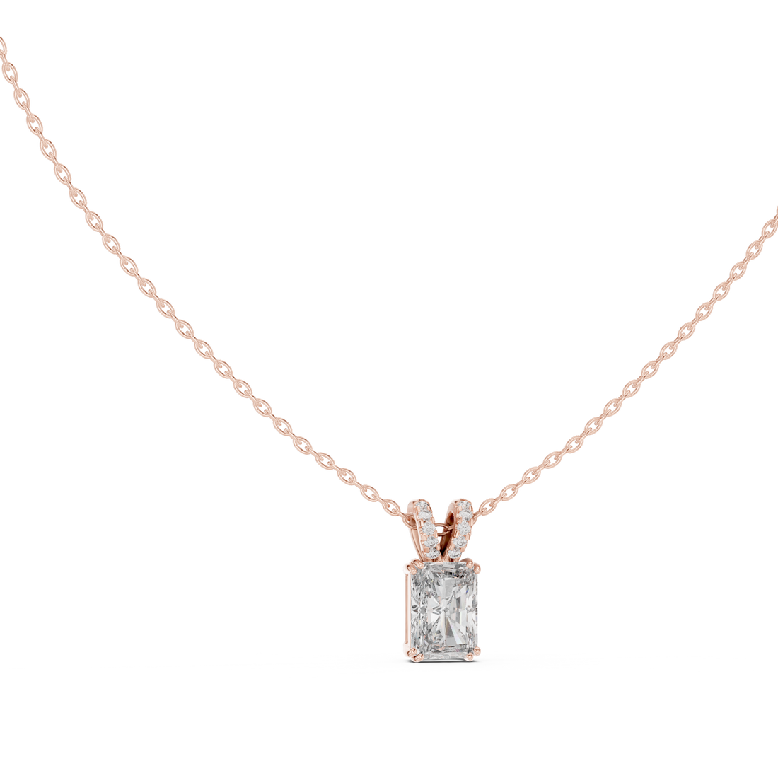 Radiant Diamond Pendant Necklace, Minimal White Gold Jewelry for Everyday Wear
