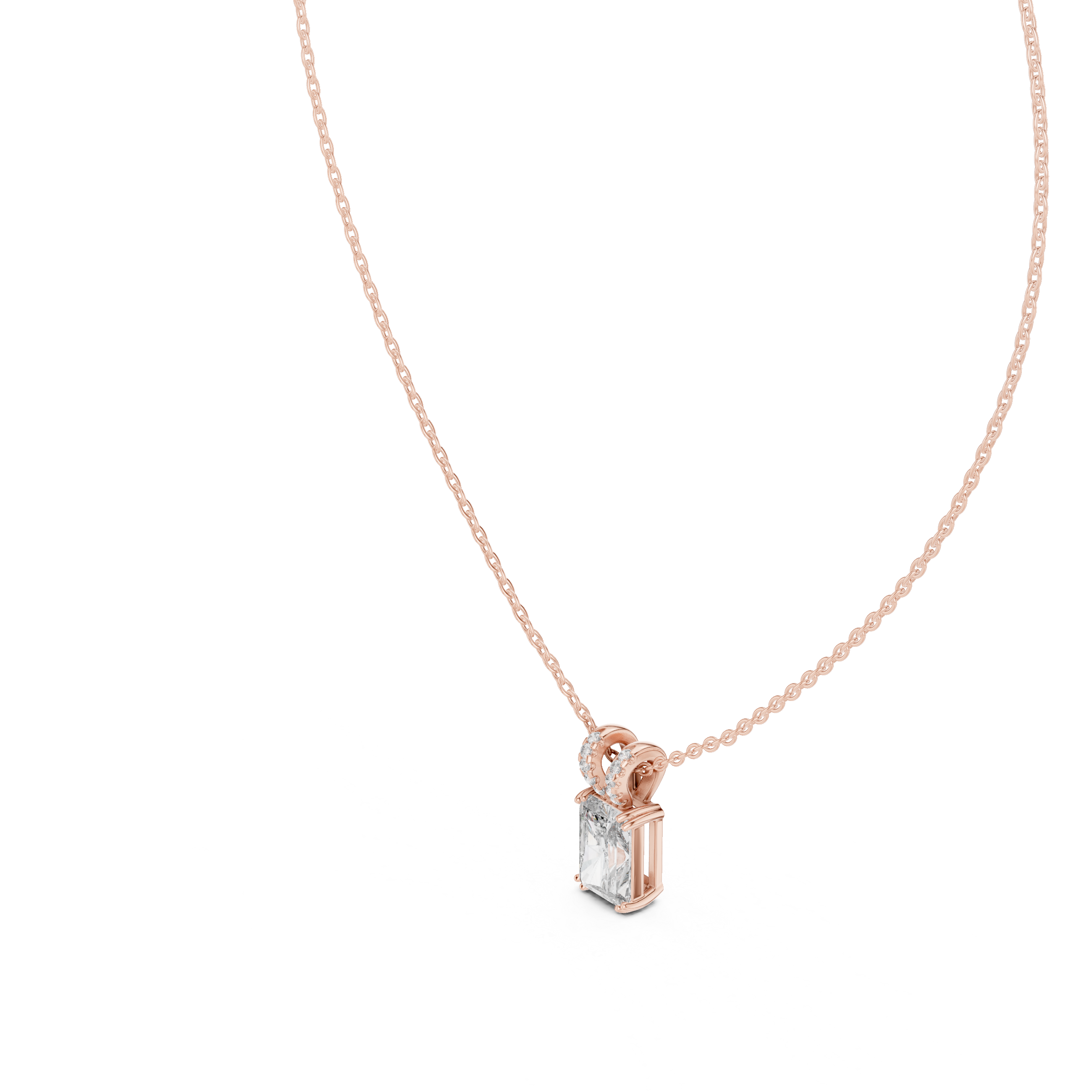 Radiant Diamond Pendant Necklace, Minimal White Gold Jewelry for Everyday Wear