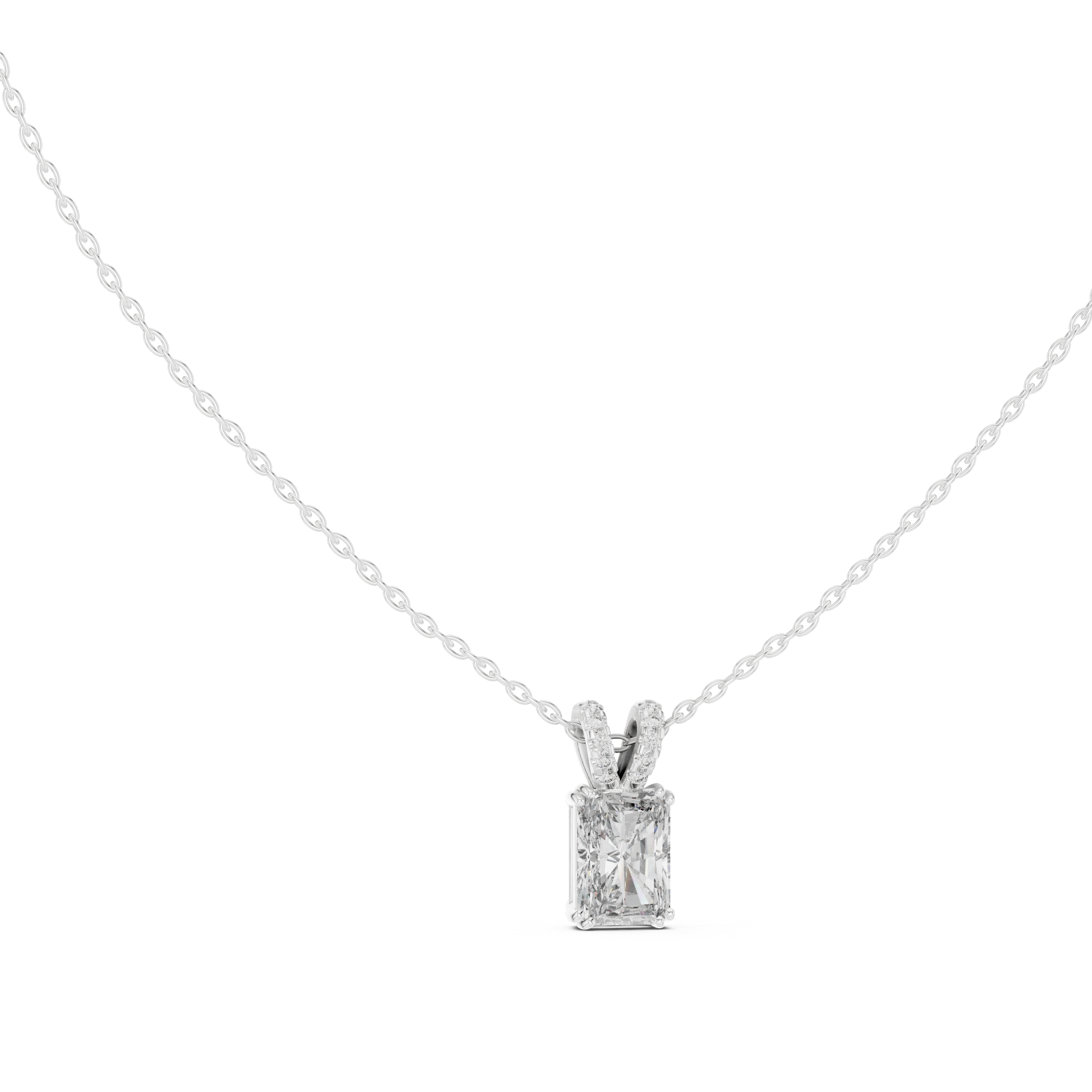 Radiant Diamond Pendant Necklace, Minimal White Gold Jewelry for Everyday Wear