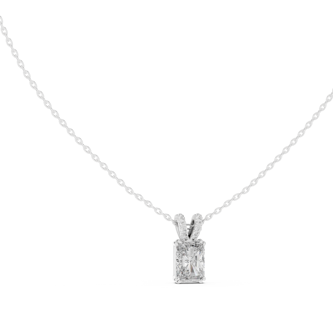 Radiant Diamond Pendant Necklace, Minimal White Gold Jewelry for Everyday Wear