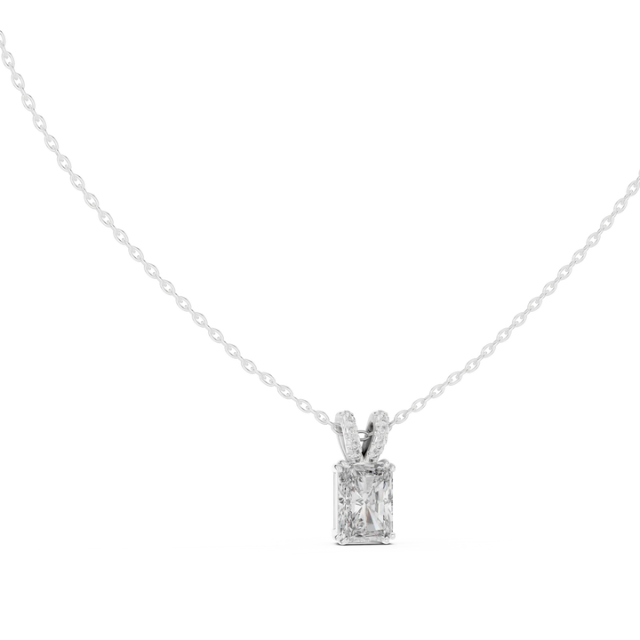 Radiant Diamond Pendant Necklace, Minimal White Gold Jewelry for Everyday Wear
