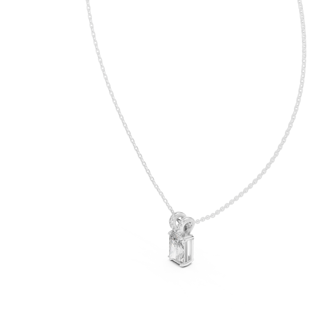 Radiant Diamond Pendant Necklace, Minimal White Gold Jewelry for Everyday Wear