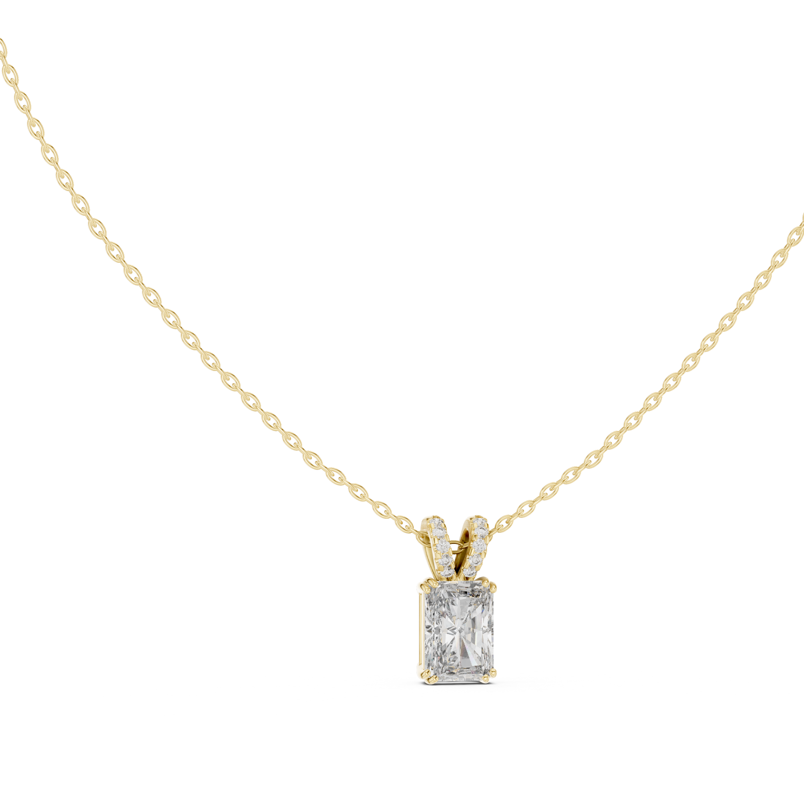 Radiant Diamond Pendant Necklace, Minimal White Gold Jewelry for Everyday Wear