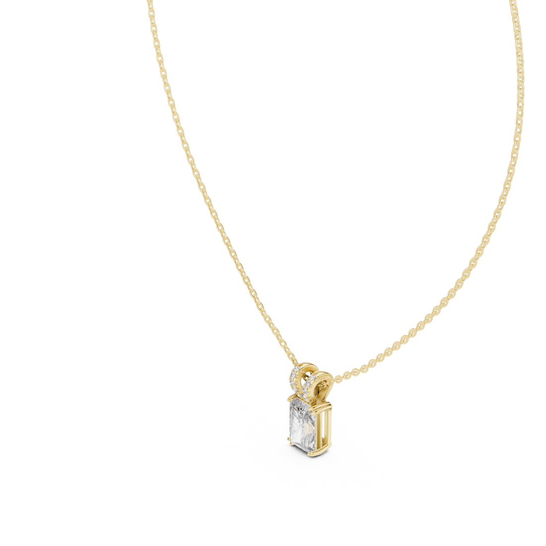 Radiant Diamond Pendant Necklace, Minimal White Gold Jewelry for Everyday Wear