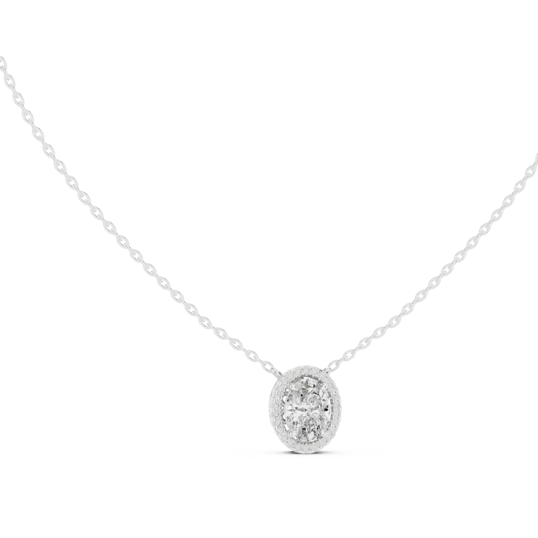 Luxury Oval Diamond Halo Pendant, Chic Rose Gold Necklace for Women Fine Jewelry Gift