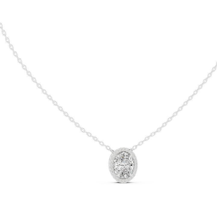 Luxury Oval Diamond Halo Pendant, Chic Rose Gold Necklace for Women Fine Jewelry Gift